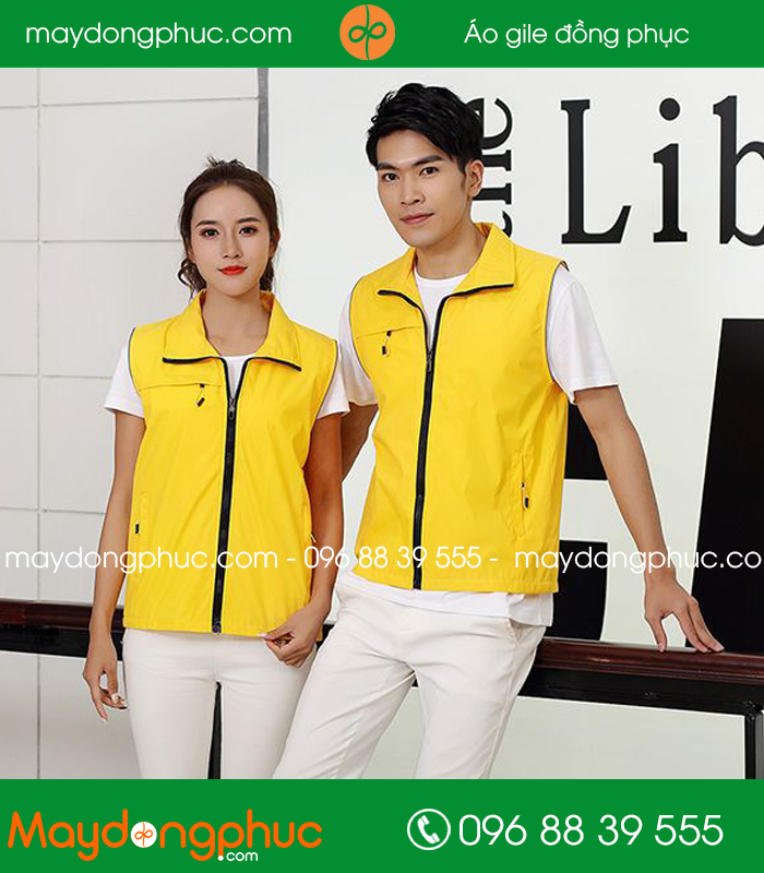 Mẫu áo gile công nhân màu Vàng